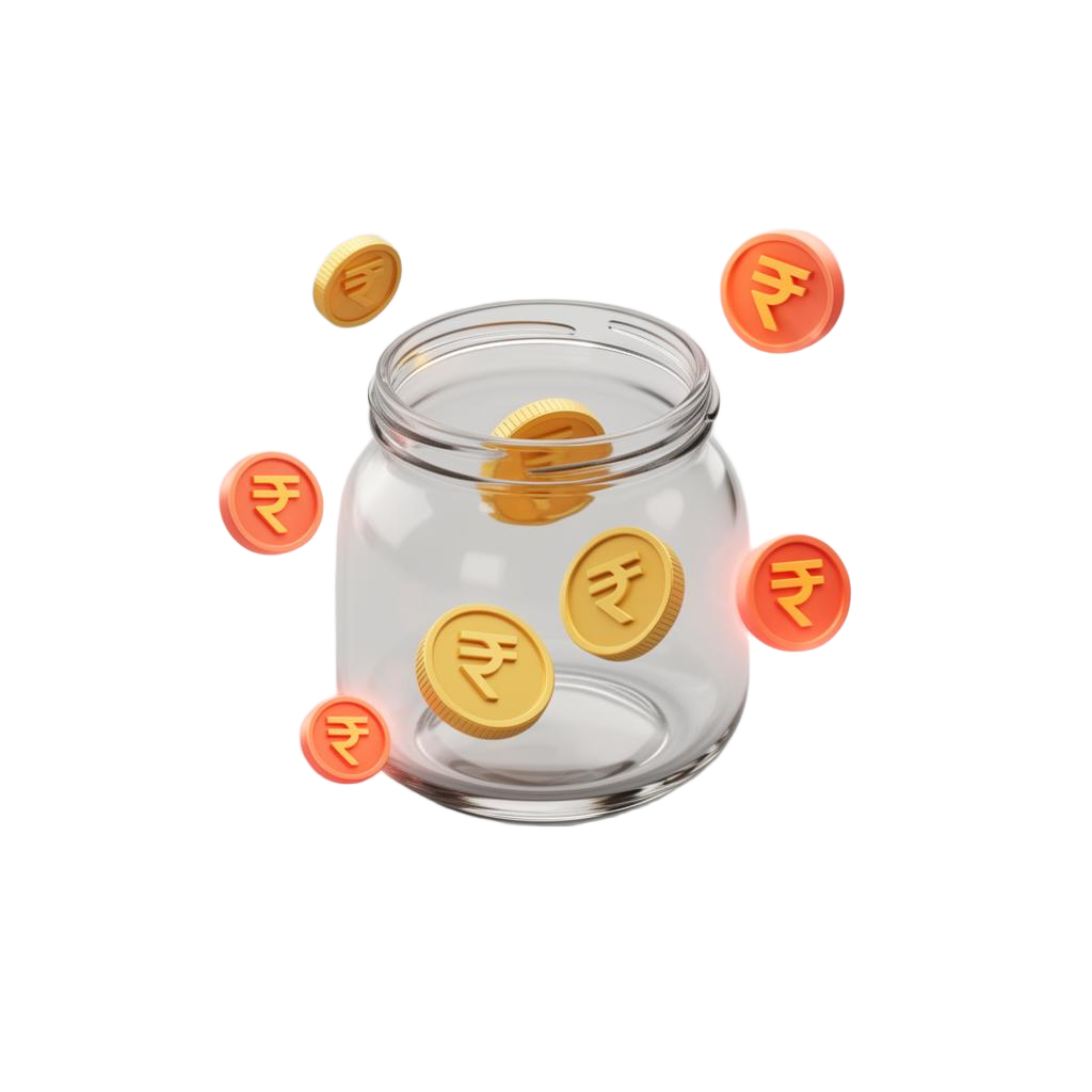 Tip jar with rupee coins